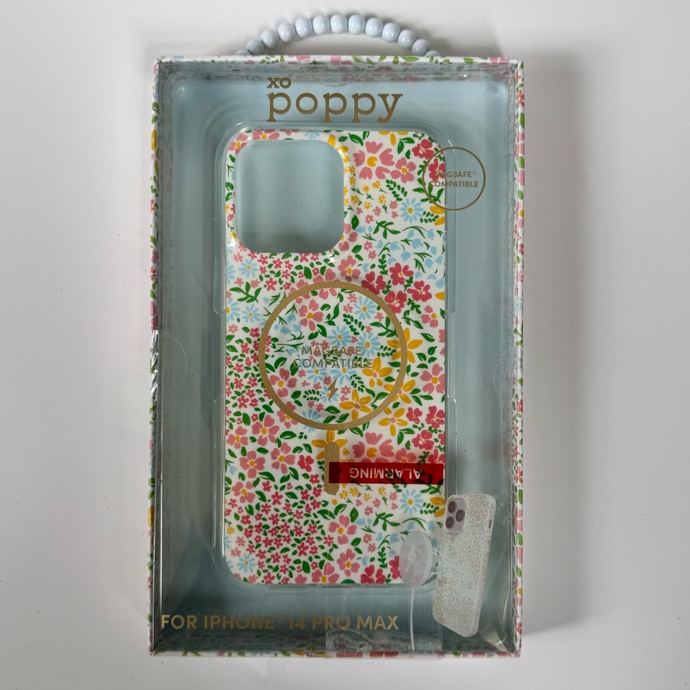 XO Poppy Floral iPhone Case For Apple 14 Pro Max